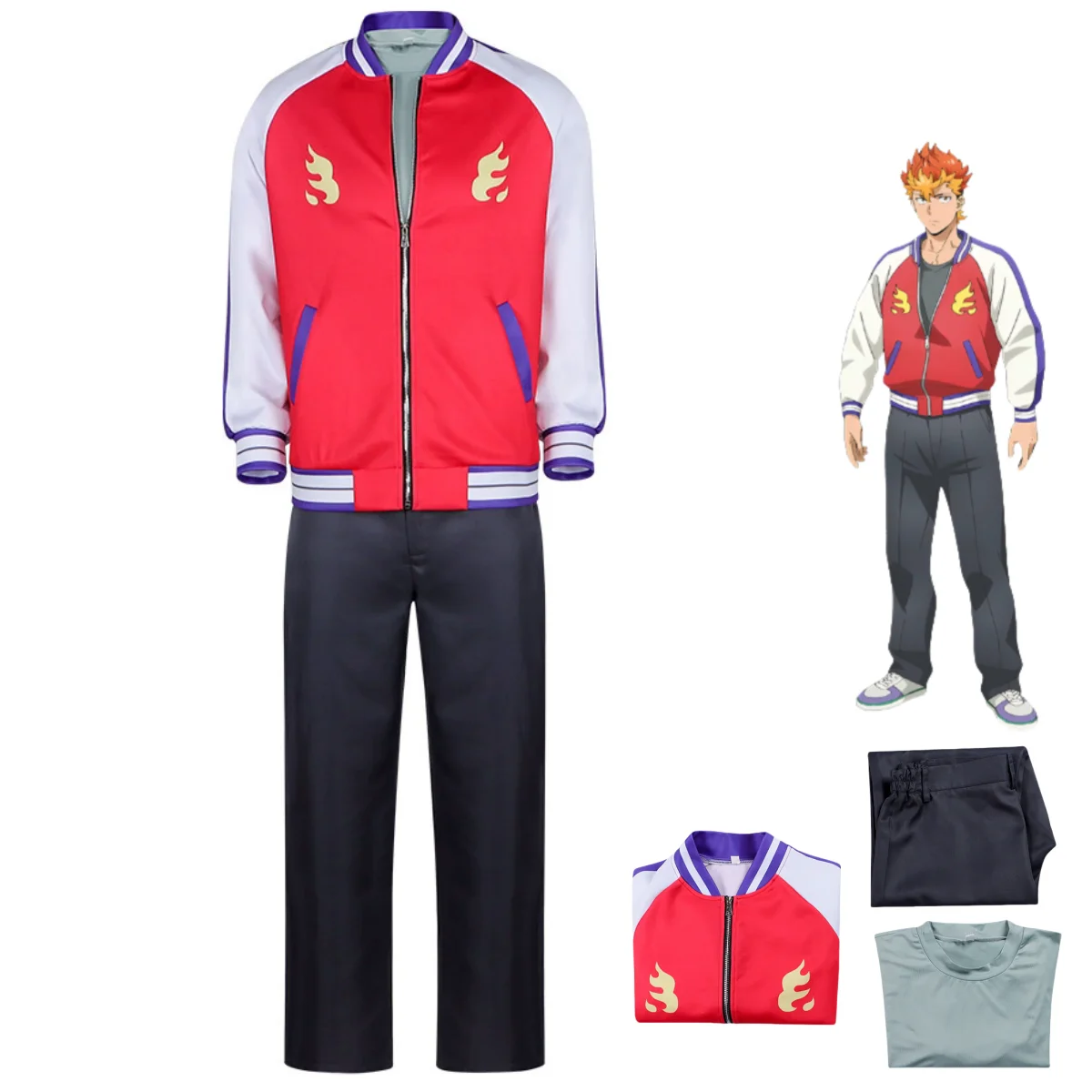

Anime Kaiten Re Birth Takeru Narihira Cosplay Costume Tracksuit Red Baseball Jacket Coat Adult Man Woman Daily Leisure Suit