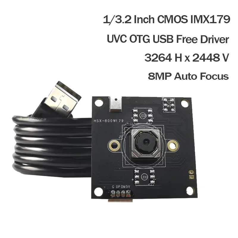 Sony IMX179 Módulo de Câmera USB, 4K, 8MP, HD, Auto Foco, 75 °, Mic Digital, UVC, OTG, Plug Play para ATM, Self-Service