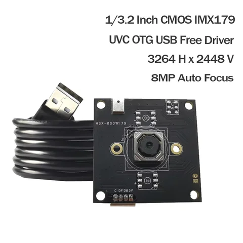 4K 8MP HD CMOS  IMX179 USB Camera Module Auto Focus 75° With Digital Mic  UVC OTG Plug Play For ATM/Self-service