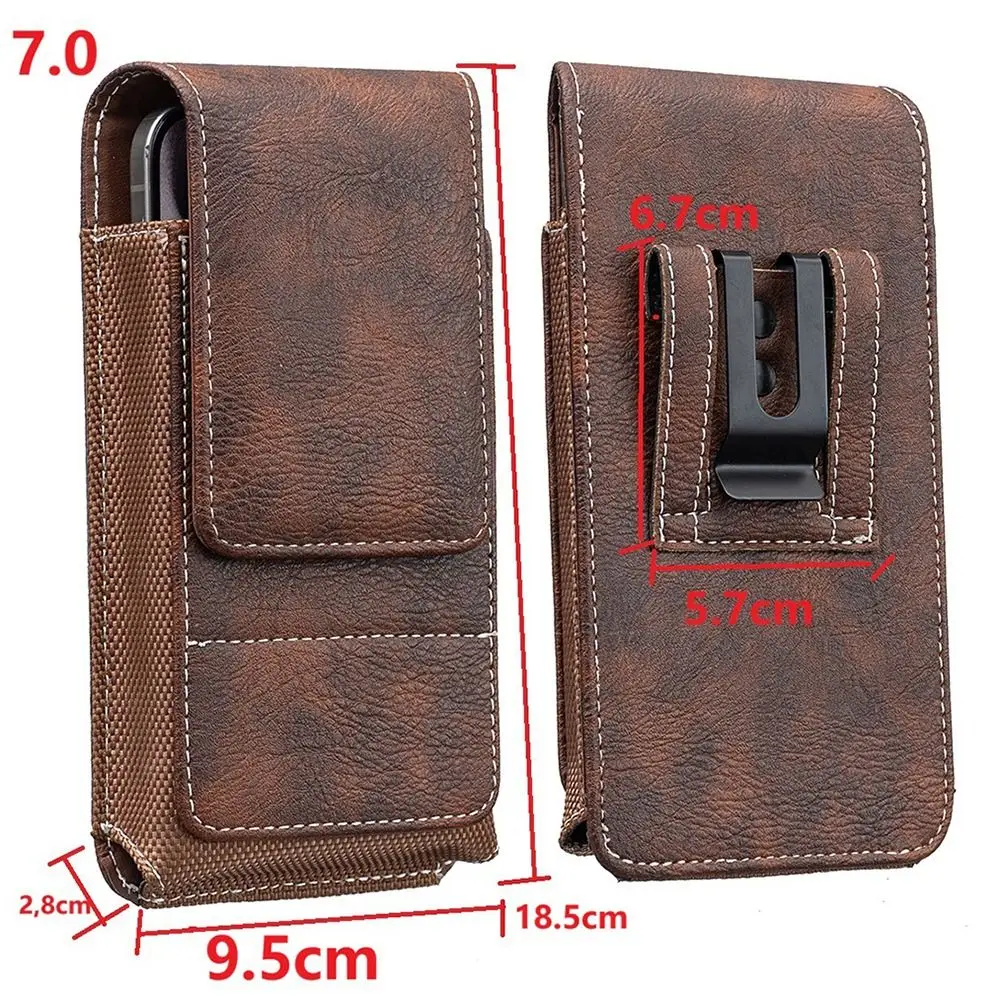 1Pcs New PU Leather Phone Waist Pack Outdoor Camping Universal Waist Bag Phone Case 5-7inch Belt Hanging Pouch For Smartphone