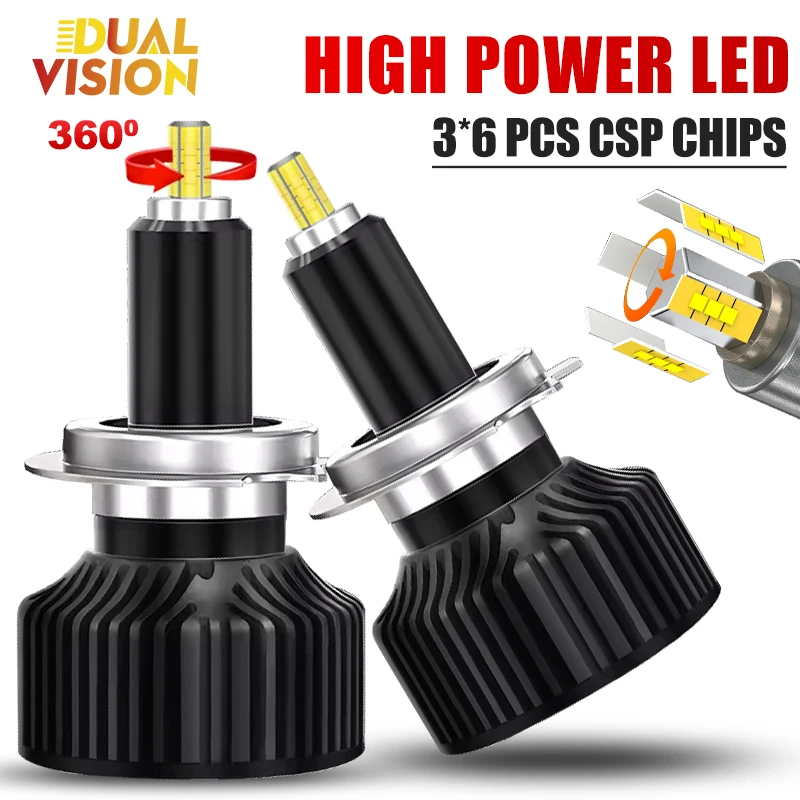 

2PCS H1 H7 Led Car Headlight Bulbs H8 H11 60000LM Lights HB3 9005 HB4 9006 Hir2 9012 Turbo Bi Led for Projector Lens Fog Lamp