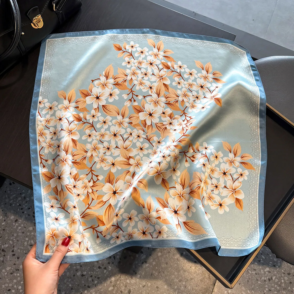 

100% Silk Scarf Women Shawls Wraps Foulard Scarves Pashmina Neckerchief Female Hijab Bandana Spring Fashion bufanda bufanda 53cm