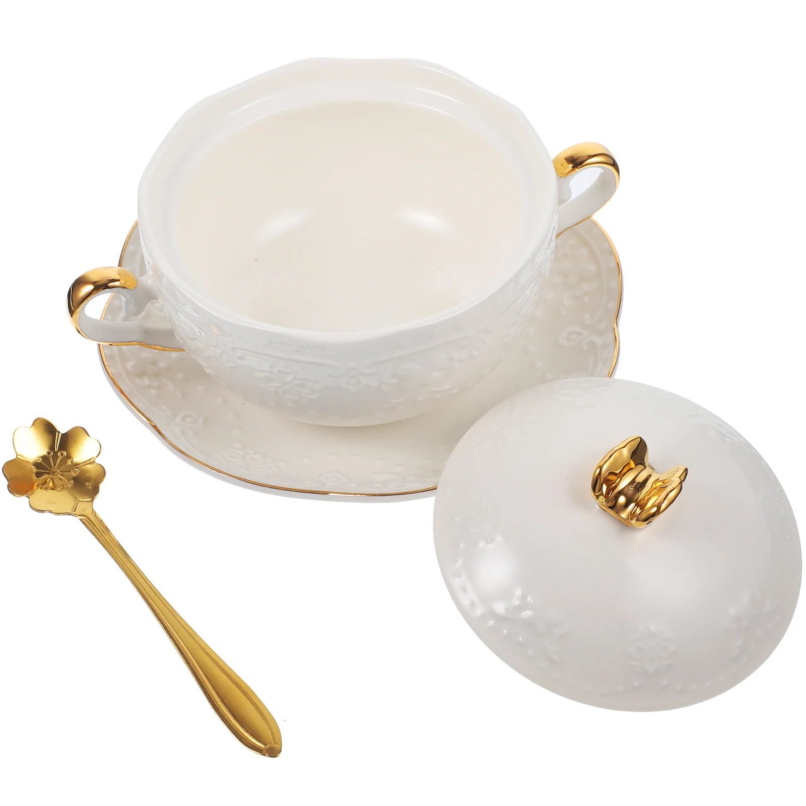 

1Set Double Handle Butterfly Bowl Heat Resistant Ceramic Salad Steaming Fruit Dessert Bowl Kitchen Tableware