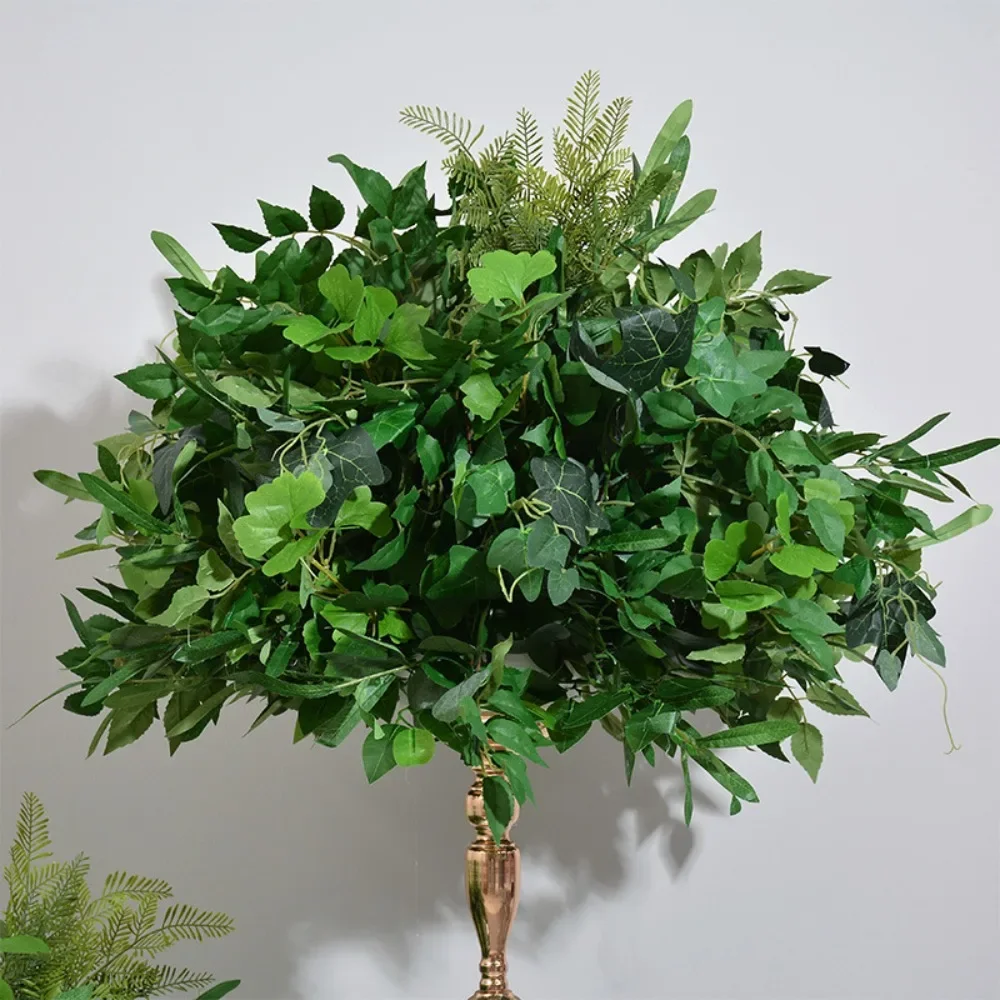 New 60cm Pure Green Plant Simulation Flower Ball Dining Table Arch Decoration Green Plant Flower Art Outdoor Proposal Arrangemen