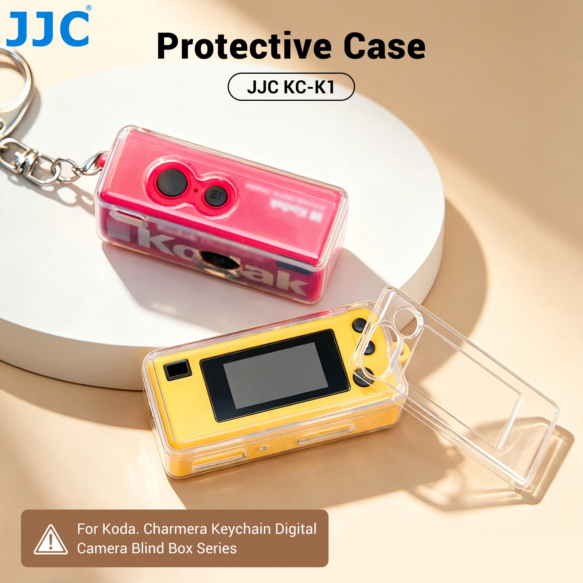 JJC Protective Case For Kodak Charmera Keychain Digital Camera Blind Box Protective Kit Clear TPU Case With Tempered Glass Scree