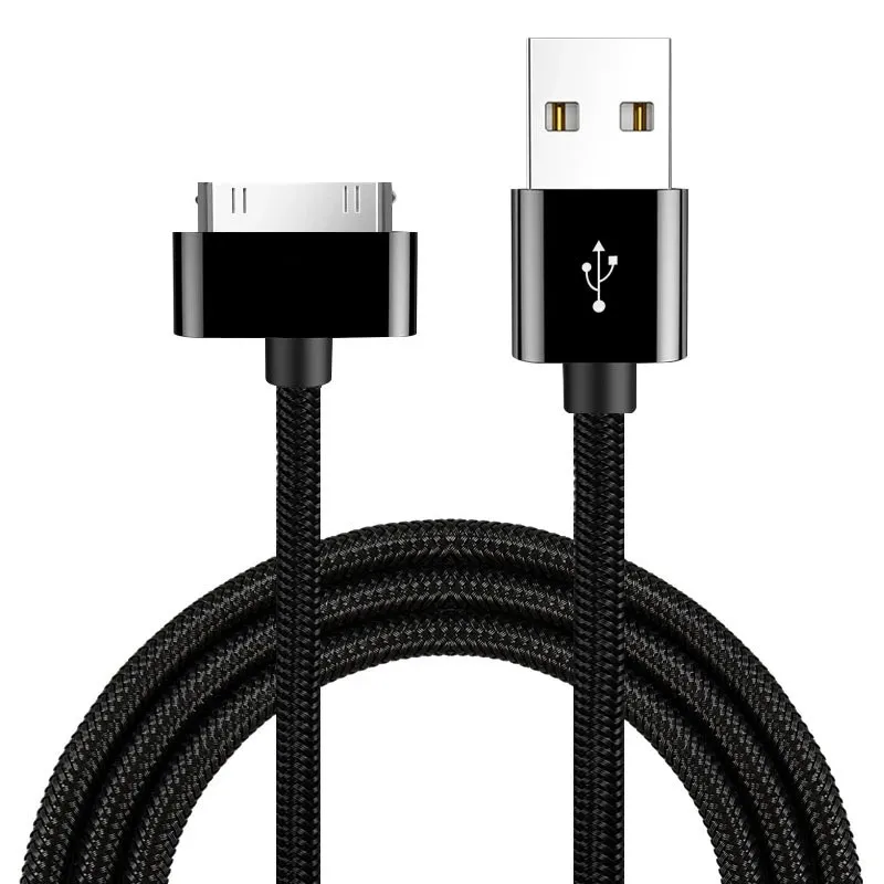 Kabel do szybkiego ładowania iPhone 4 4s iPad 2 3 iPod 30-pinowy nylonowy pleciony przewód Metalowa wtyczka Transfer danych Synchronizacja Ładowarka USB