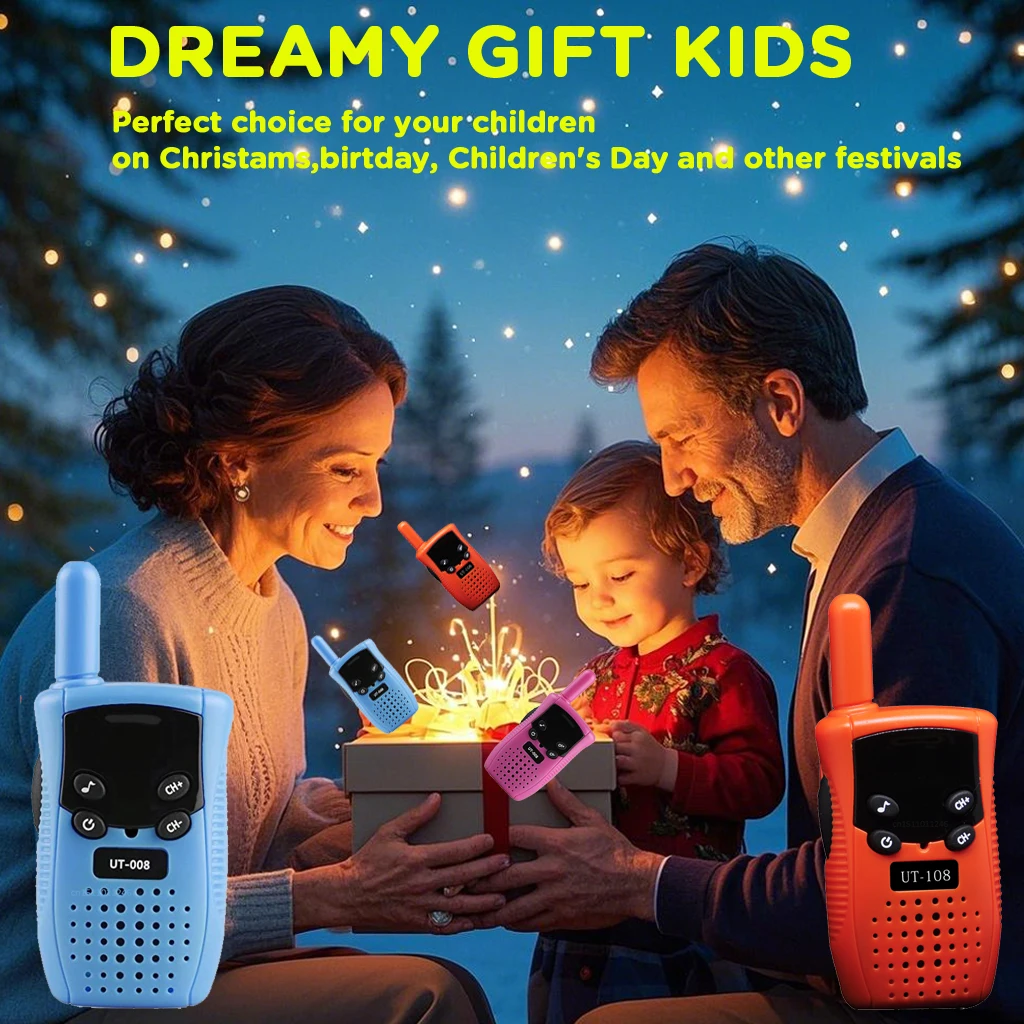 Bambini 2PCS Walkie Talkie Bambini Ricetrasmettitore portatile A lungo raggio Walkie-Talkie portatile Giocattolo Radio bidirezionale Ragazzi Ragazze Regali
