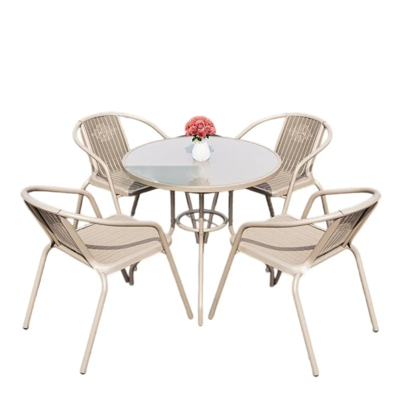 Outdoor leisure table and chairs patio garden dining table and chair set champagne Bordeaux