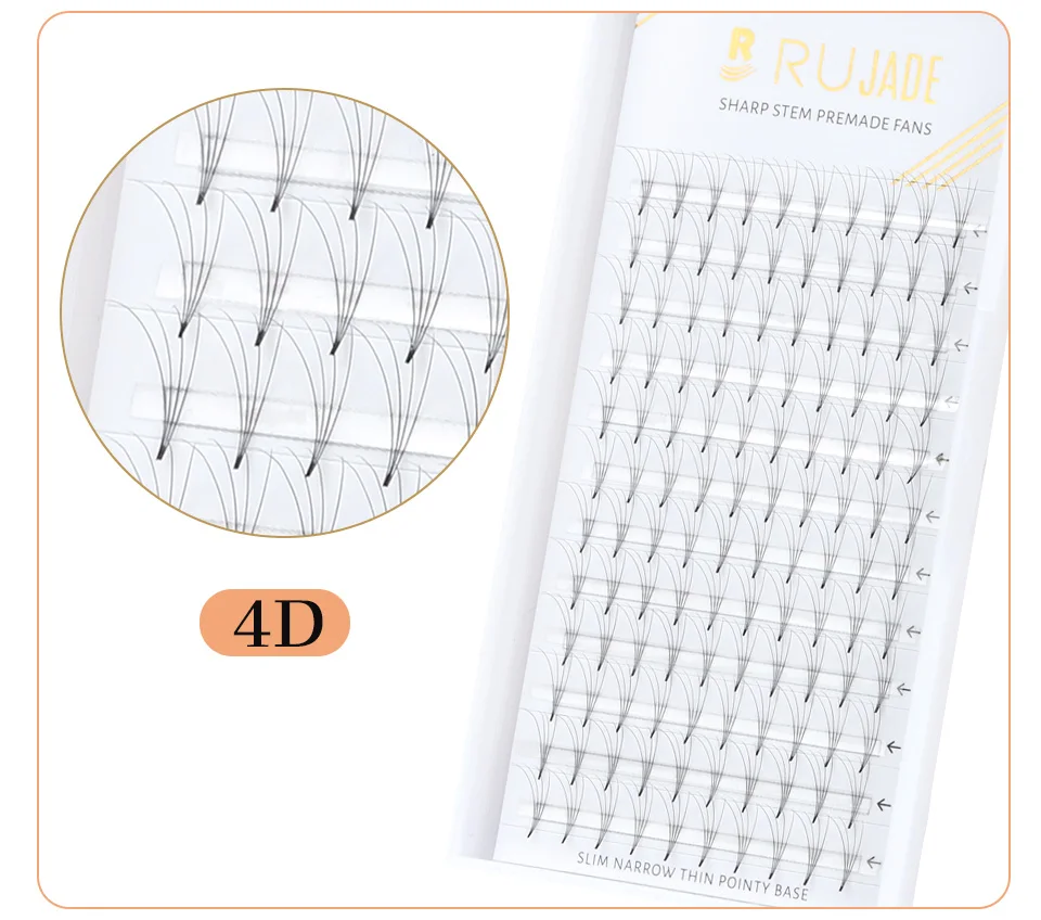 RUJADE Russische Volumenwimpern, vorgefertigte Fächer, dünne, spitze Basis, 5D, 6D, 8D, 10D, 12D, individuelle Wimpernverlängerung, falsche Wimpern-Cluster – Detail 17