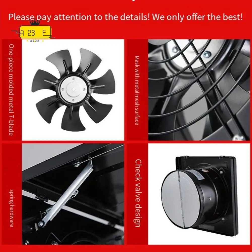 

A23E-Ventilation Fan 10Inch High Speed Mini Range Hood Kitchen Hanging Wall Window Ventilator Extractor With Protective Net