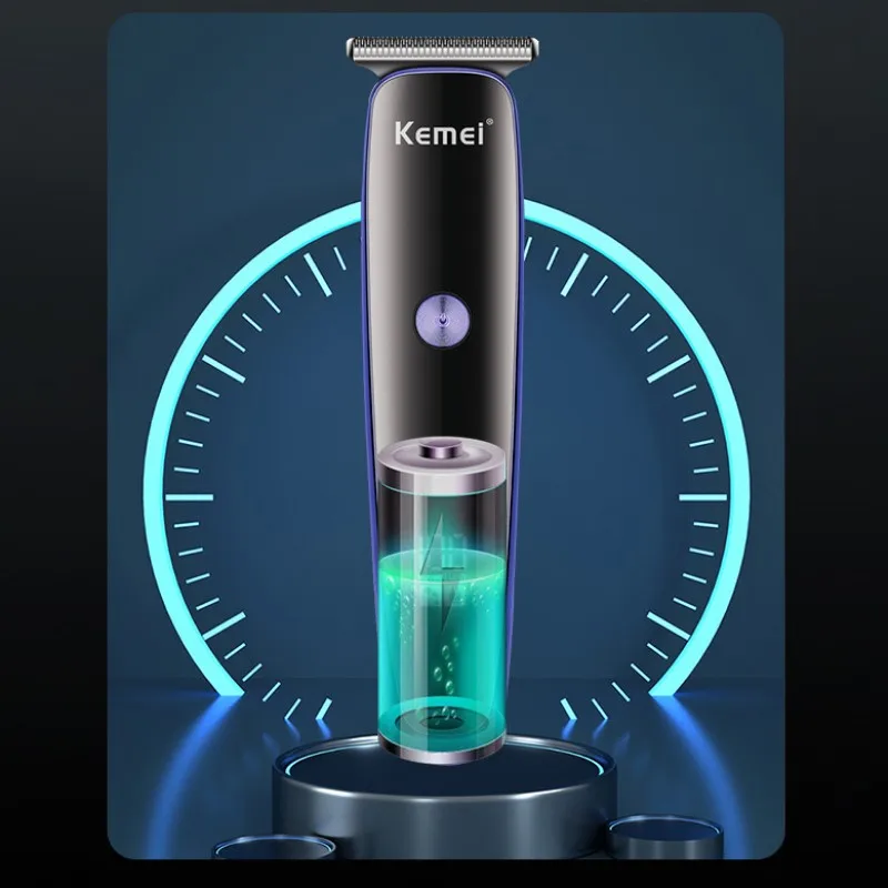 Kemei máquina de cortar cabelo profissional recarregável aparador barba máquina corte cabelo barbeador elétrico para o corpo barbear segurança navalha