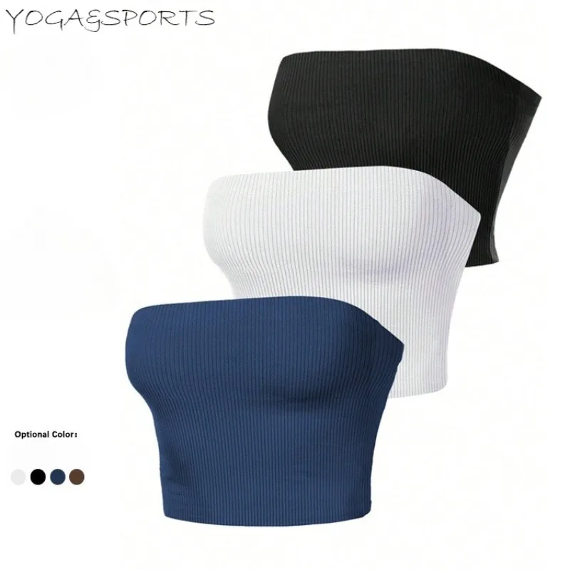 Summer Ribbed Knited Tanks Women Skinny Sports Vest Sexy Backless High Elastic Moisture Wicking and Quick Drying Underwear