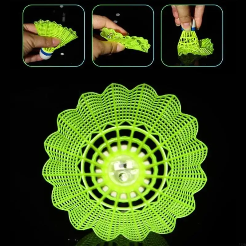 4pcs Nylon LED LED الريشة مكوتيكوكس تنس الريشة الداخلية في الهواء