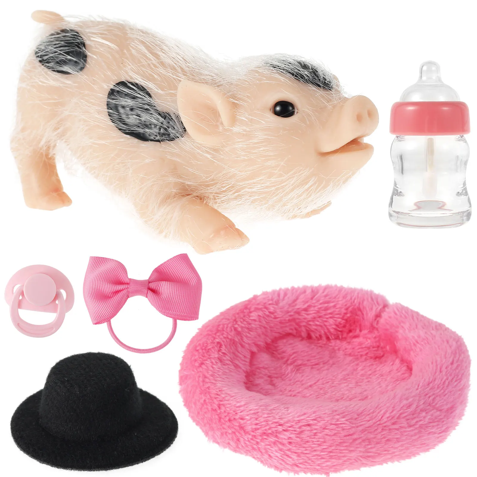 Maialino Domestico In Silicone Morbido – Giocattolo Interattivo Con Biberon, Ciuccio E Vestitino – Regalo Di Natale Per Bambini