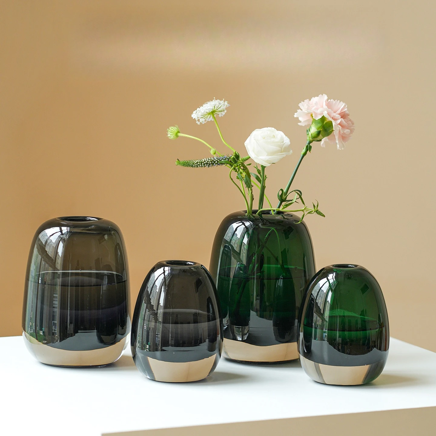 Glass vase transparent, small, creative home dining table decoration flower vase ornament