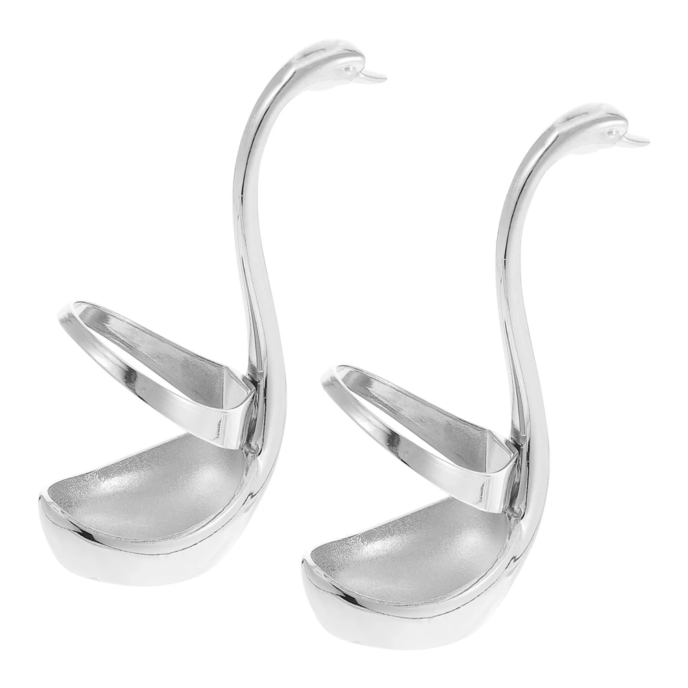

Zinc Alloy Swan Shaped Holder Kitchen Storage Container Silver Color Long Term Use Fruit Dessert Fork St