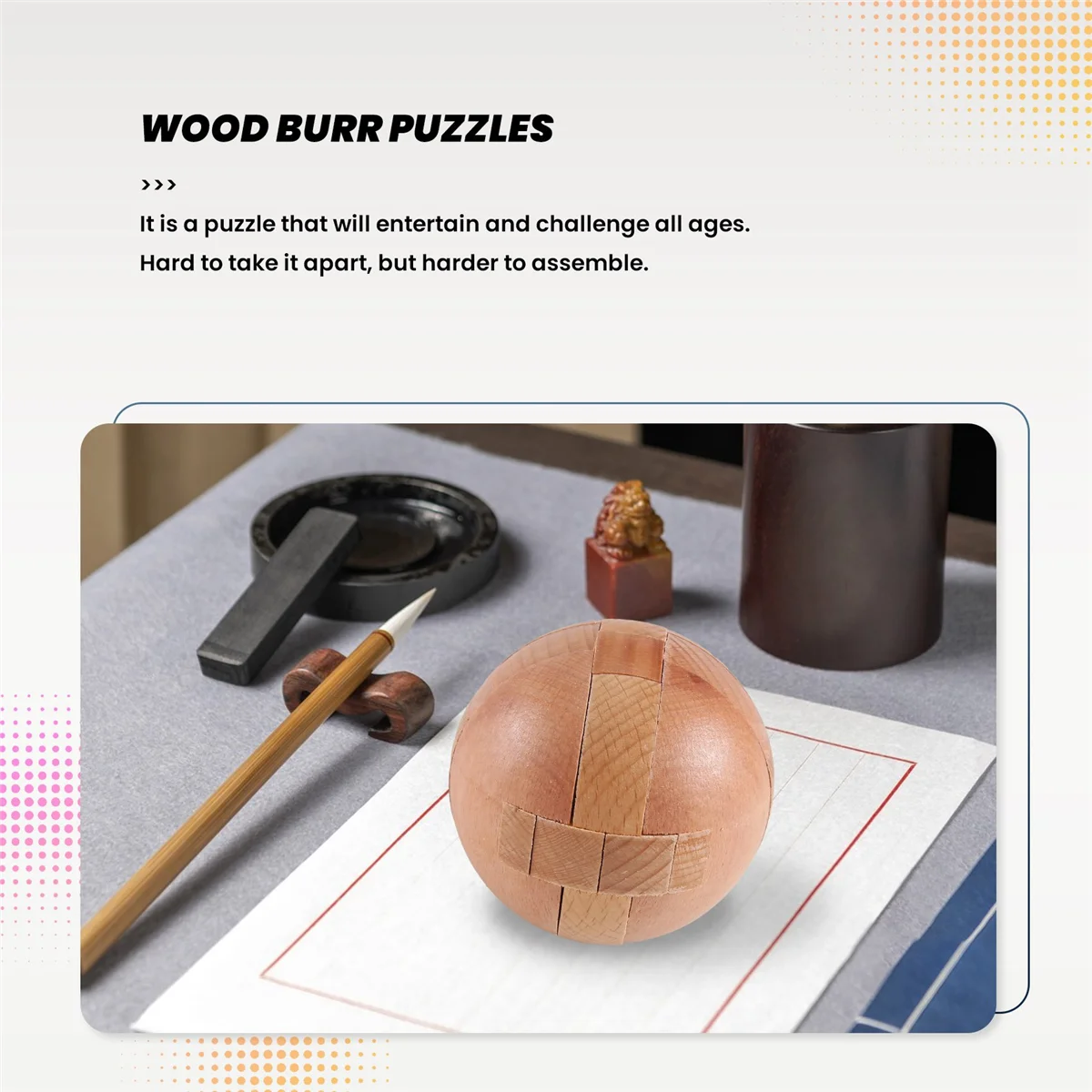 Wooden Puzzle Magic Ball Brain Teasers Toy Intelligence Game Sphere Puzzles For Adults/Kids