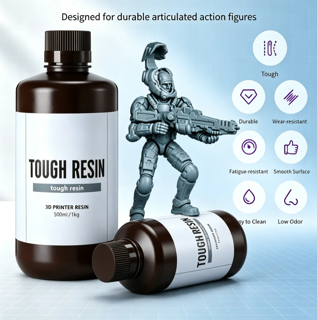 1KG TOUGH74 High Toughness High Precision UV Photosensitive Resin, Light Curing Consumable for Articulated Figure 3D Printing
