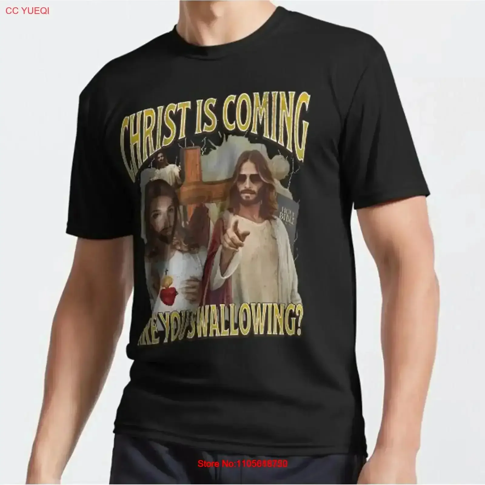 Christ Is Coming Are You Swallowing Funny Offensive Jesus Retro Active T Shirt vintage Washed Stretched Slightly Casual