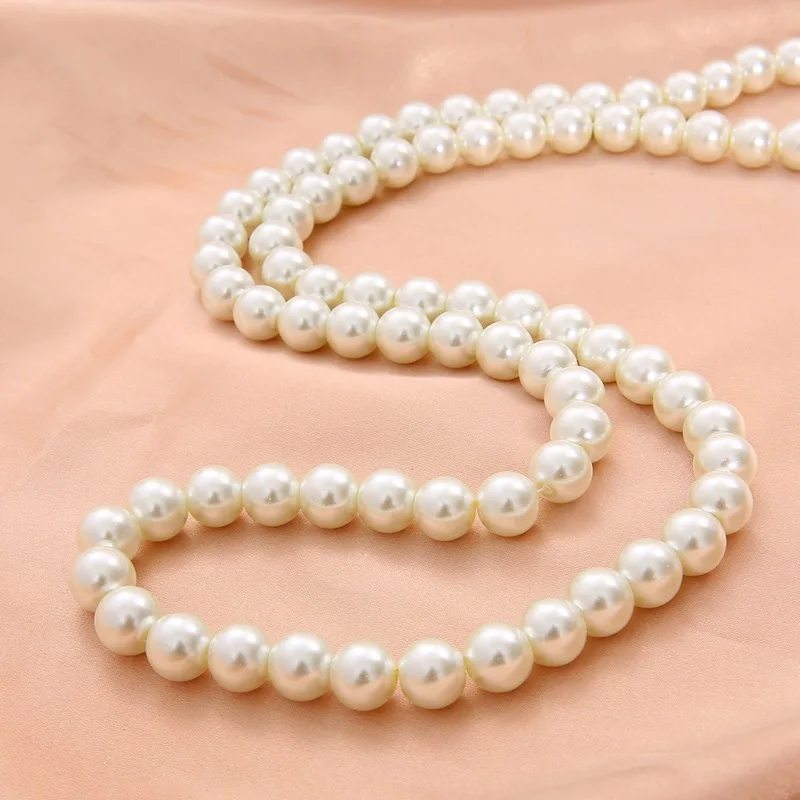 4/6/8/10mm Whtie Ivory Circular Glass Imitation Pearl Loose Bead Material Handmade DIY Beaded Necklace Jewelry Accessories