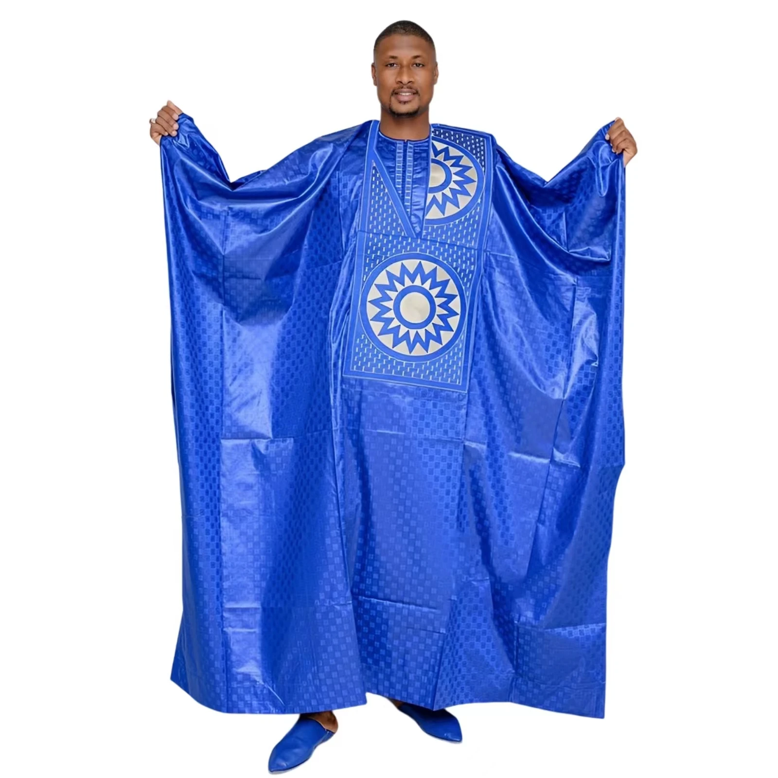 African Clothing For Men Traditional Bazin Riche Embroidery Design Top Long Sleeve 3 Piece Set