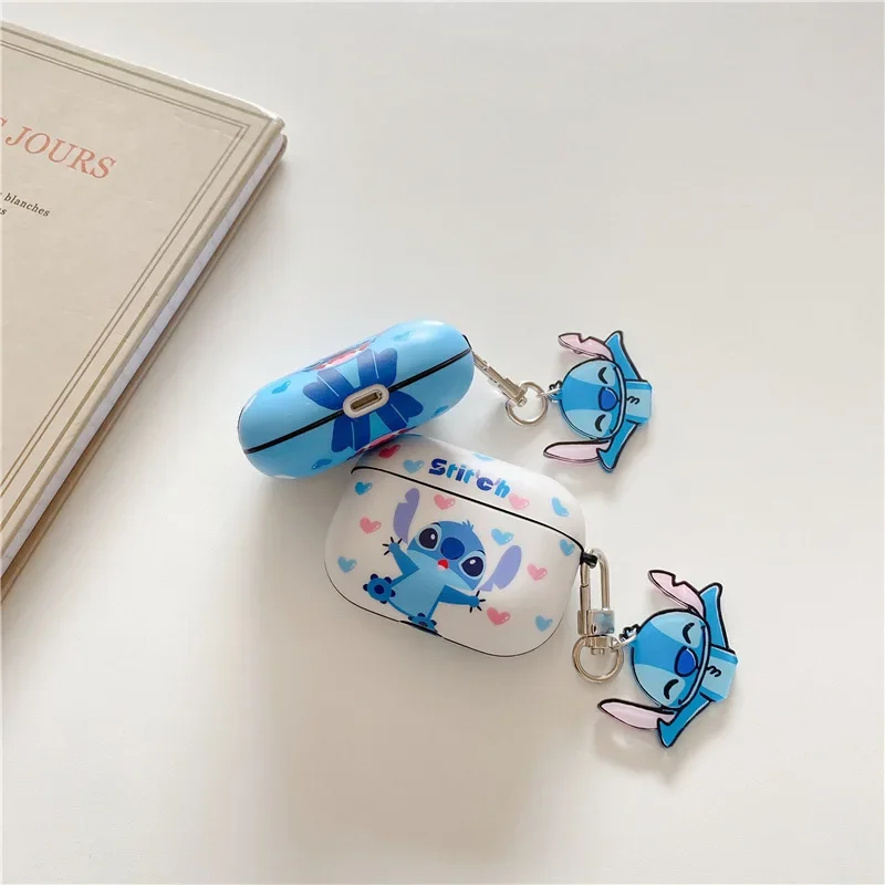 Cartoon Stitch Earphone Case With Keyring For Apple Airpods 1/2/3 Aripods Pro/Pro2 Wireless Bluetooth Headphone Protective Case