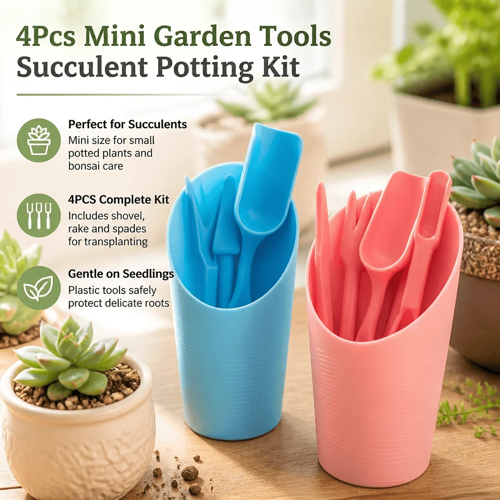 Succulent Tools Set 4PCS Mini Garden Kit Bonsai Transplanting Indoor Plant Care Equipment Lightweight Repotting Starter For