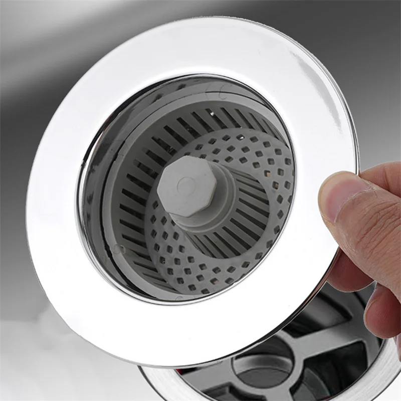 Lavello con filtro da cucina 3 in 1 Pop-Up ABS filtro per lavello in acciaio inossidabile cestello di scarico blocco di arresto tappo a prova di perdite con nucleo rimbalzante