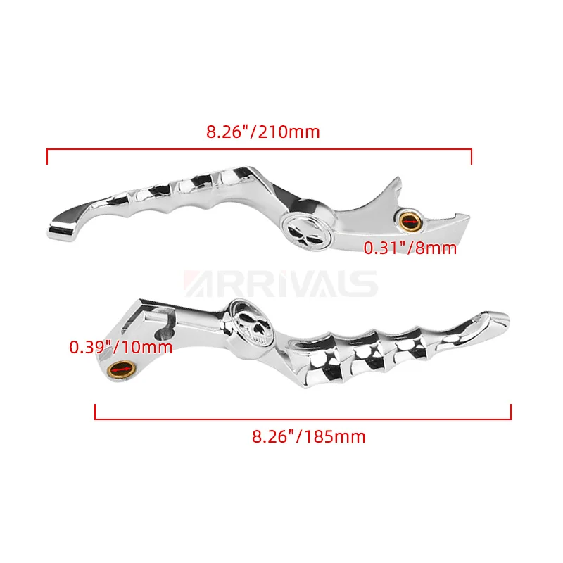 Motorcycle Chrome Skull Hand Brake Aluminum Clutch Levers For Honda Shadow VT400 750 VLX VT400 600 VTX1300