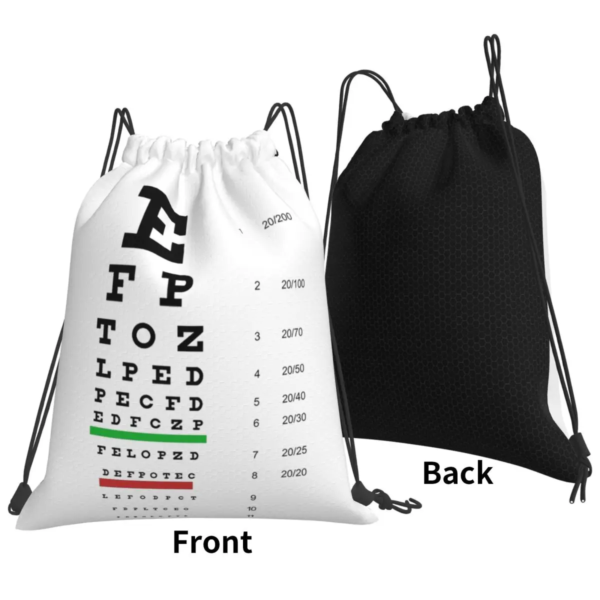 Geek Snellen Eye Test Letter Chart Ophthalmologists Backpacks Portable Drawstring Bags Sundries Bag Book Bags For Travel School