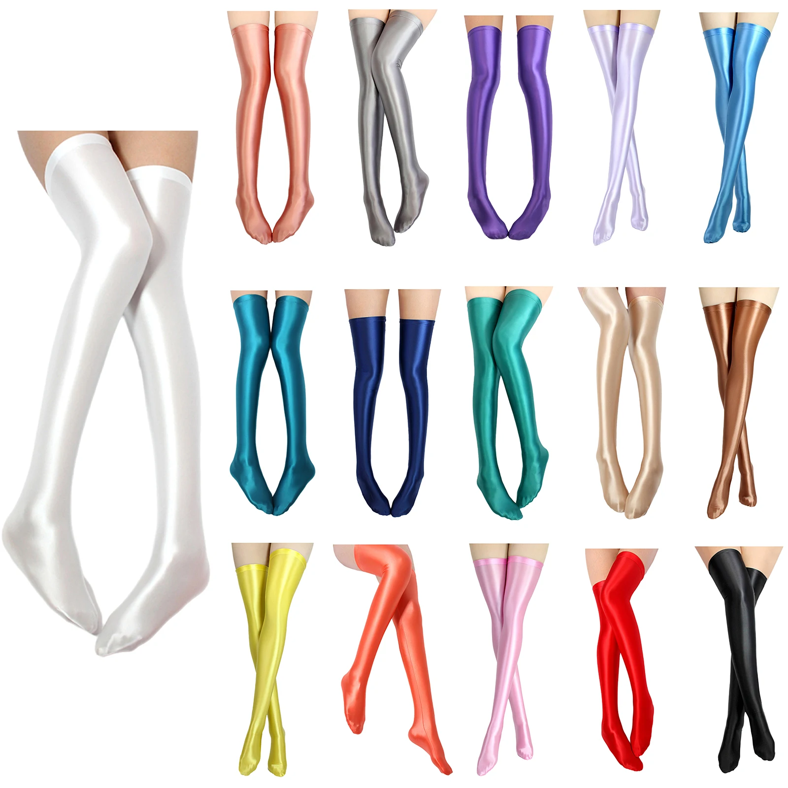 Shiny Japanese Sexy Stockings Opaque Thigh High Over The Knee High Socks for Women Extra Long Thigh High Stockings Party Club