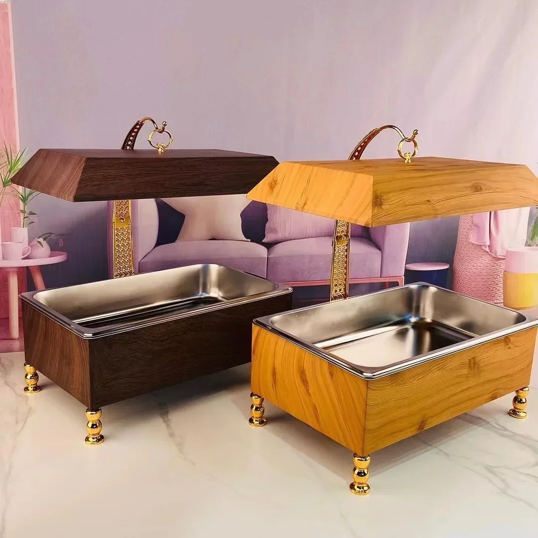 

-Блафета подогрева еды, свадебная вечеринка, золотая посуда, подвесное блюдо для праздника, банкета