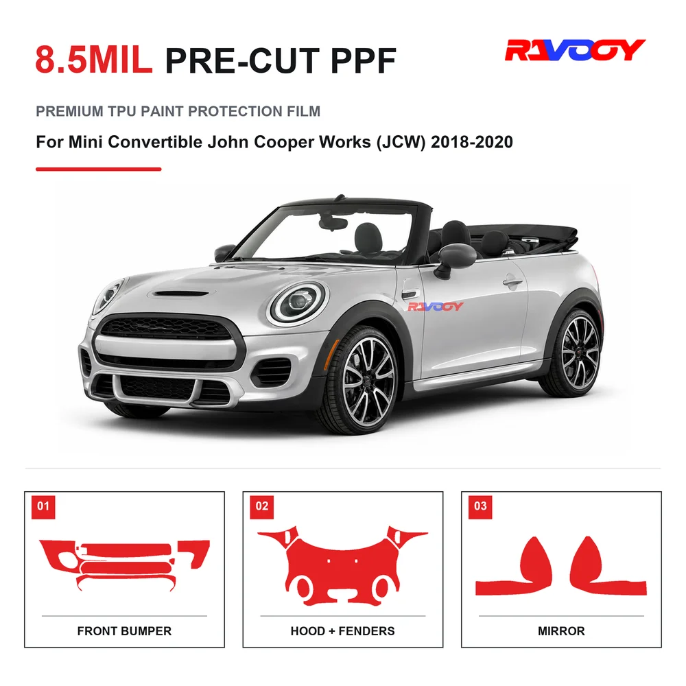 Precut PPF For Mini Convertible John Cooper Works (JCW) 2018-2020 8.5mil TPU Clear Paint Protection Film Self Healing UV
