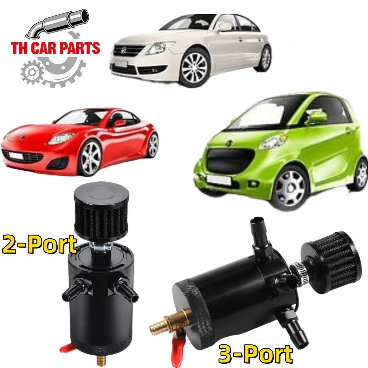 

Racing Aluminum Oil Catch Can Tank Reservoir Breather Filter Drain Valve