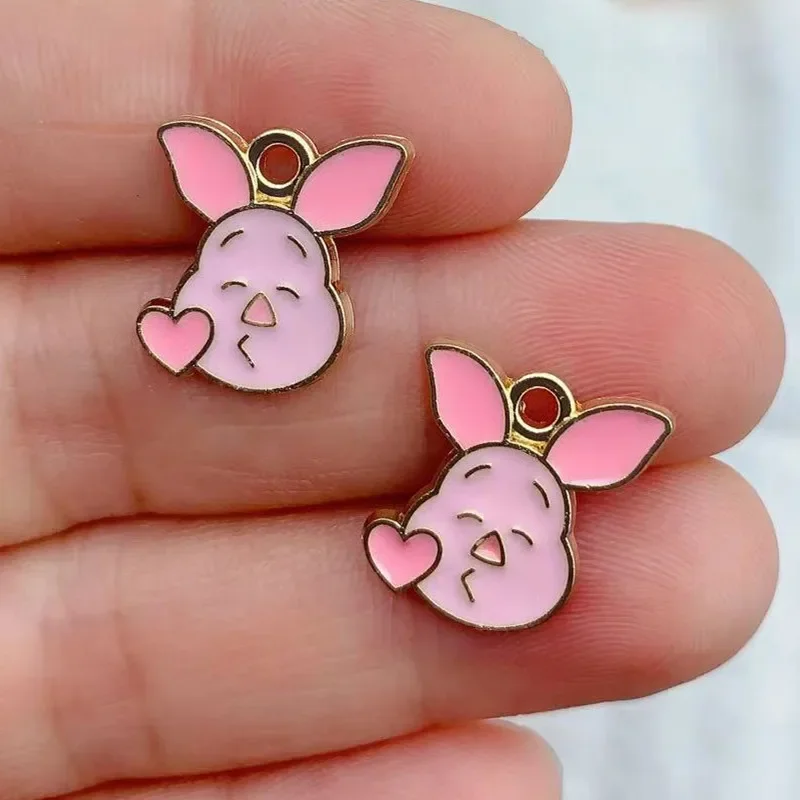 10pcs Cartoon Anime Charm Pig Little Bear Earring Pendant DIY Keychain Bracelet Necklace Jewelry Accessories Alloy Enamel Charms