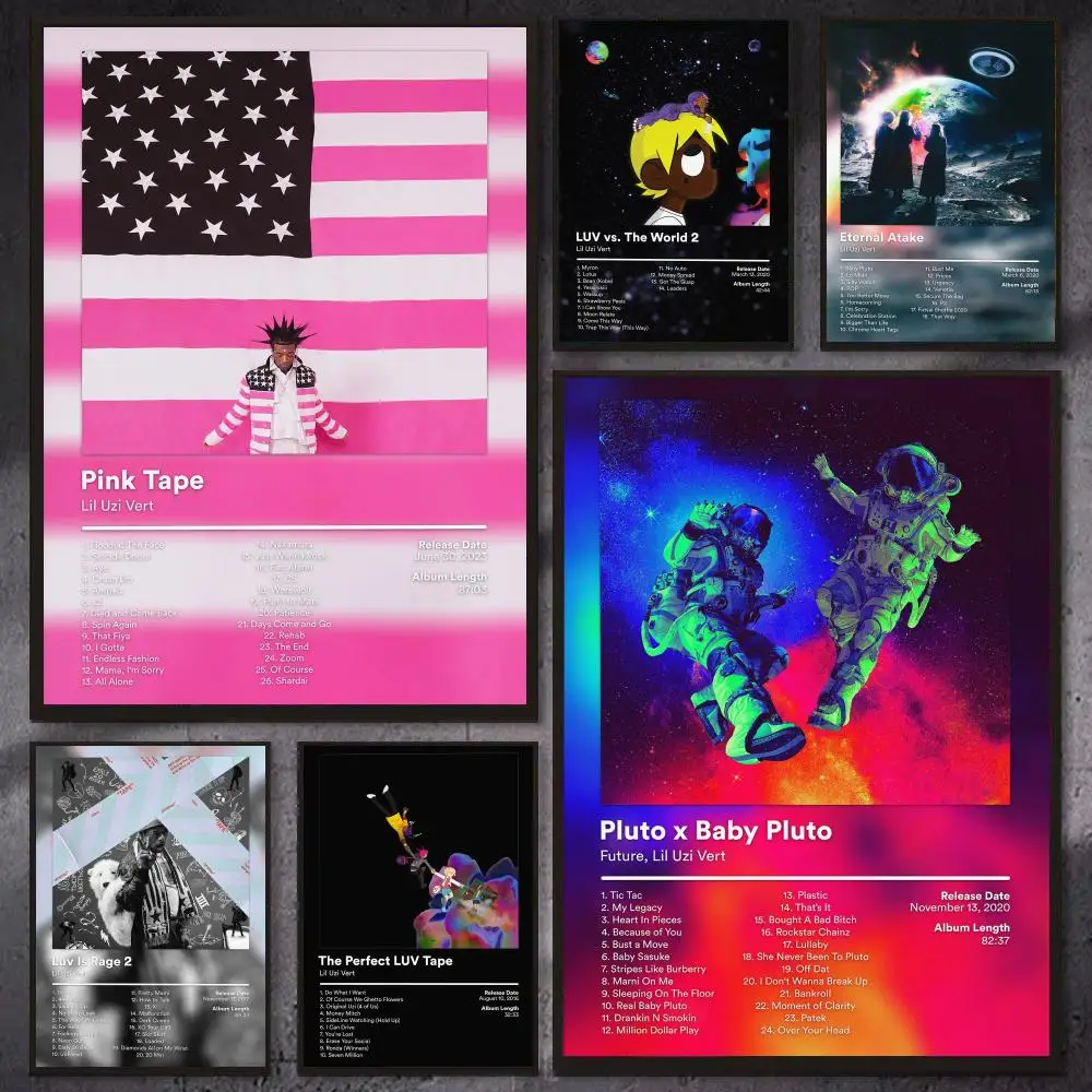 Póster del rapero L-Lil Uzi Vert, arte de pared en lienzo de estética moderna, decoración para habitación, decoración para dormitorio
