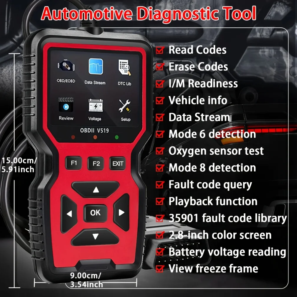 الماسح الضوئي V519 V539 Professional Obd2 - أداة تشخيص البيانات التي تعمل بمنفذ USB في الوقت الحقيقي لفحص أضواء المحرك في معظم السيارات