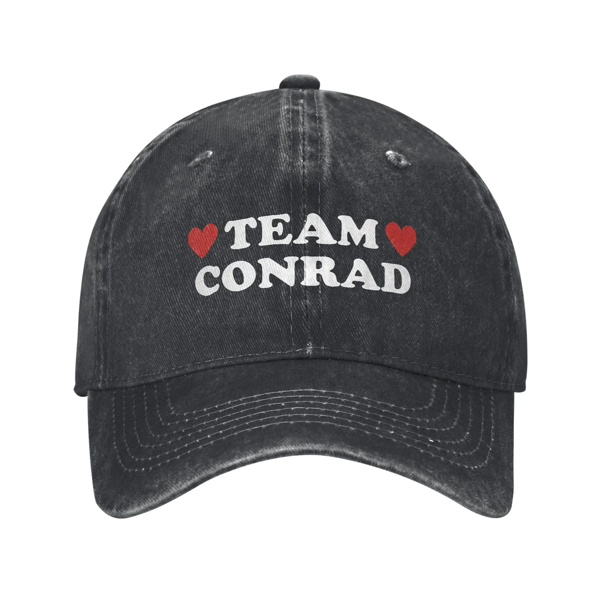 워시드 야구 모자 팀 콘래드 I Love Conrad I Heart Conrad 힙합 모자 유니섹스 남성용 클래식 테니스 스케이트 선 스냅백 캡