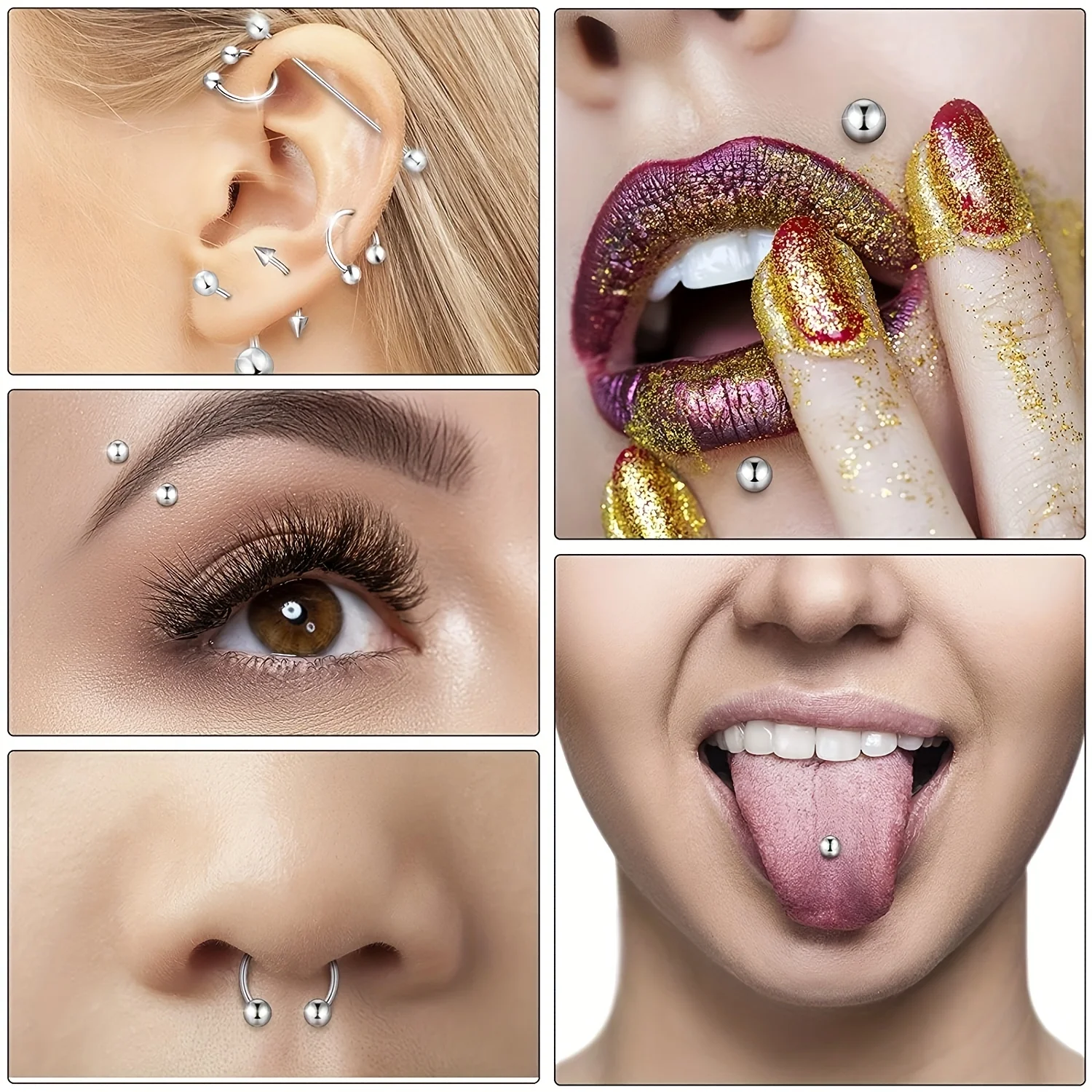 All Body Piercing Jewelry and Tool Septum Forceps Clamp and 316L Stainless Steel Piercing Needles For Woman Man