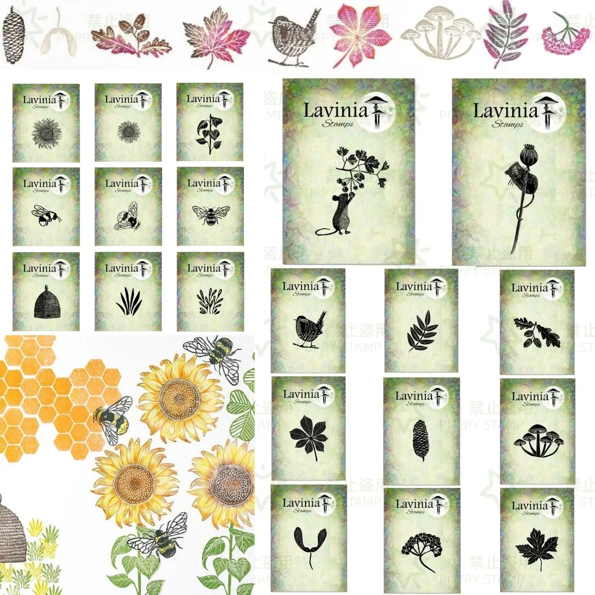 

New Bee Sunflower Mushrooms Leaf Bird Mouse Clear Stamps For DIY Scrapbook Craft Decoration Embossing Template Greeting Card