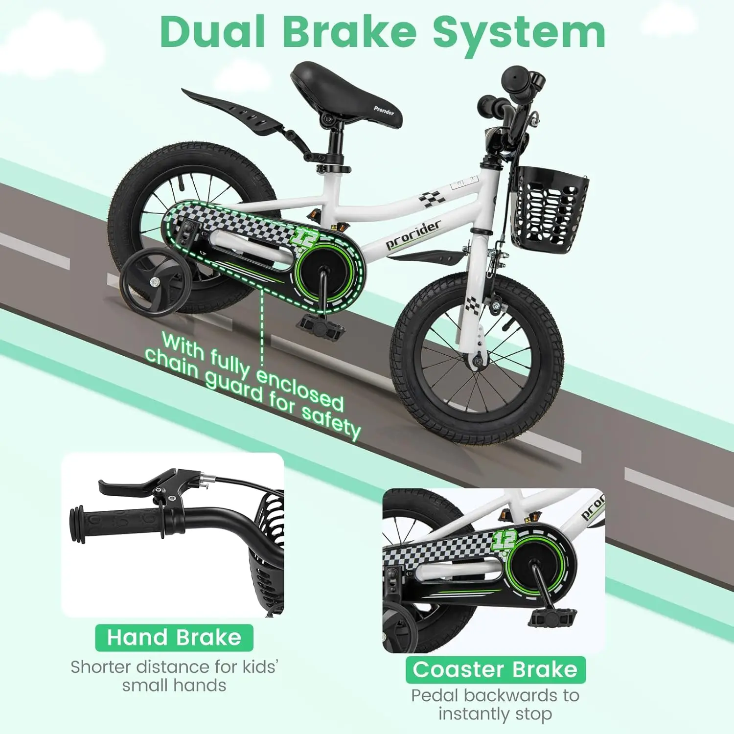 دراجة أطفال 12 14 16 مقاس 18 بوصة للأولاد والبنات من سن 3 إلى 8 سنوات، دراجة أطفال مع عجلات تدريب قابلة للإزالة، فرامل اليد