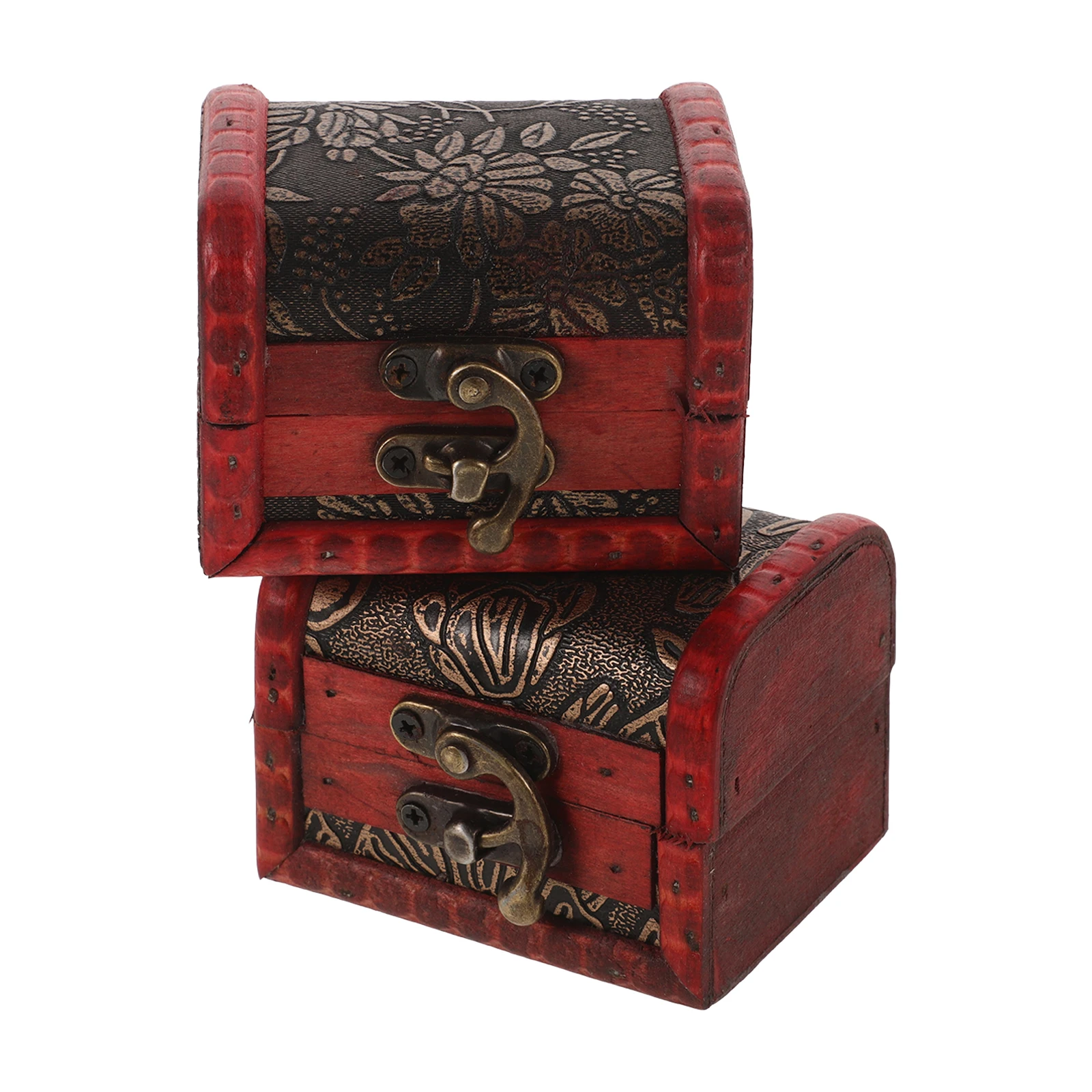 

2pcs Mini Wooden Storage Chinese Classical Box Vintage Design Small Trinket Holder Ring Case Jewelry Keepsake Wood