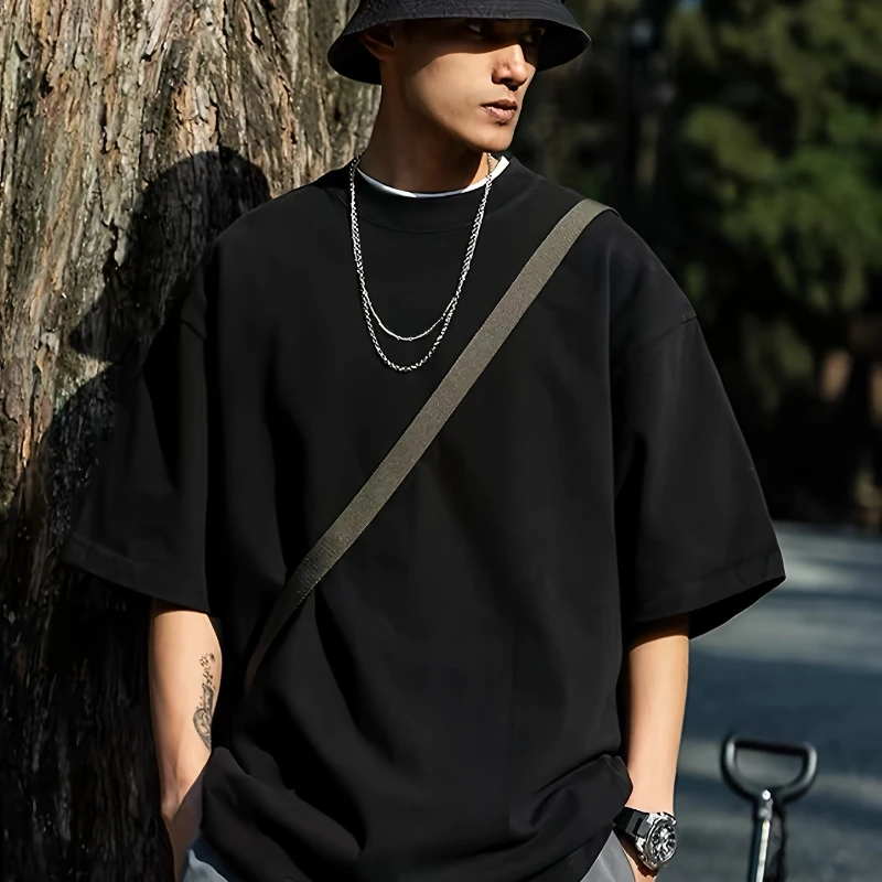 تي شيرت رجالي أمريكي ريترو 100% قطن فضفاض بأكمام قصيرة تي شيرت صيفي جديد ملابس الشارع للرجال والنساء #1