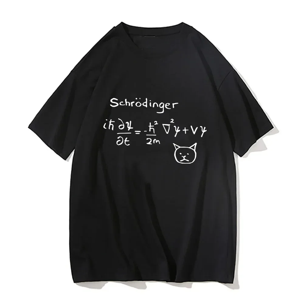 Funny Schrodinger's Cat Quantum Mechanics Graphic T Shirts for Woman Tops Y2k Fashion Manga Comic Formula Letters Cotton Tees