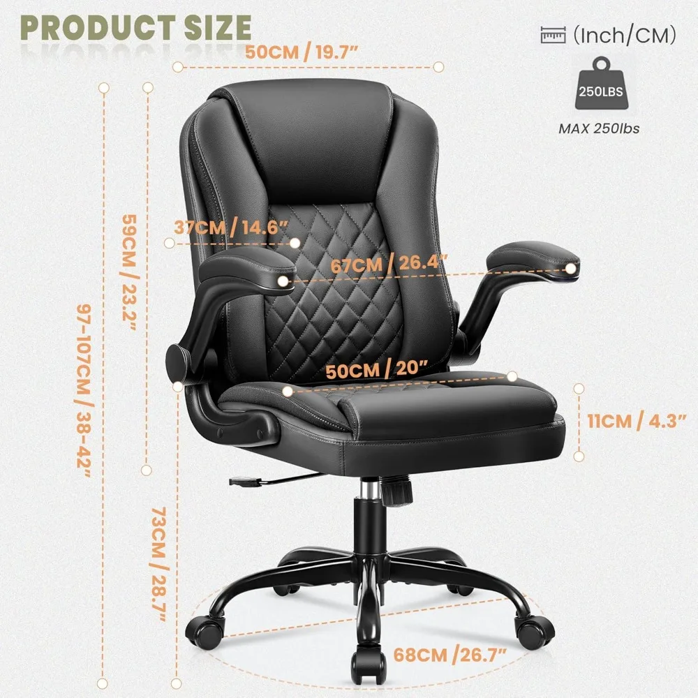 Executive Office Chair Leather Ergonomic Office Chair with Wheels Swivel Task Work Chair