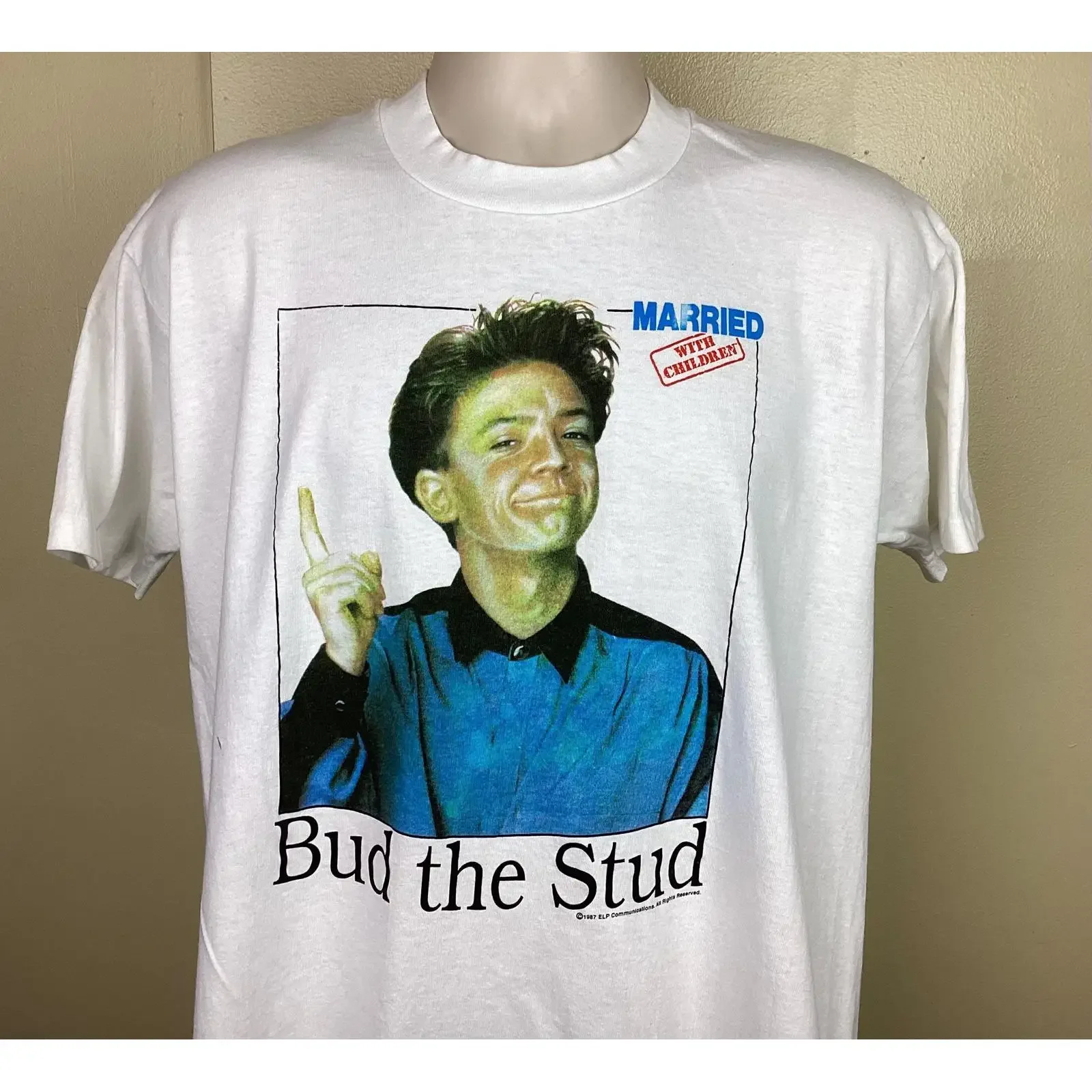 Vtg 1987 Married With Children Bud The Stud T Shirt L 80s 90s TV Show Fox Comedy Sitcom Bundy vintage Washed Casual streetwear