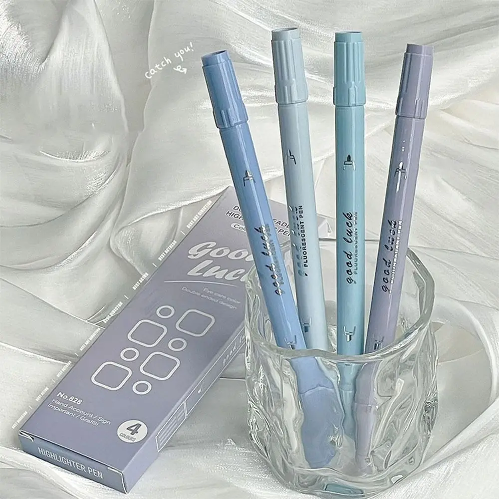 

4 цвета/набор, флуоресцентная ручка с двойной головкой, обучающий приз, канцелярские принадлежности, цветной маркер, градиент цвета, ручка для ручного счета