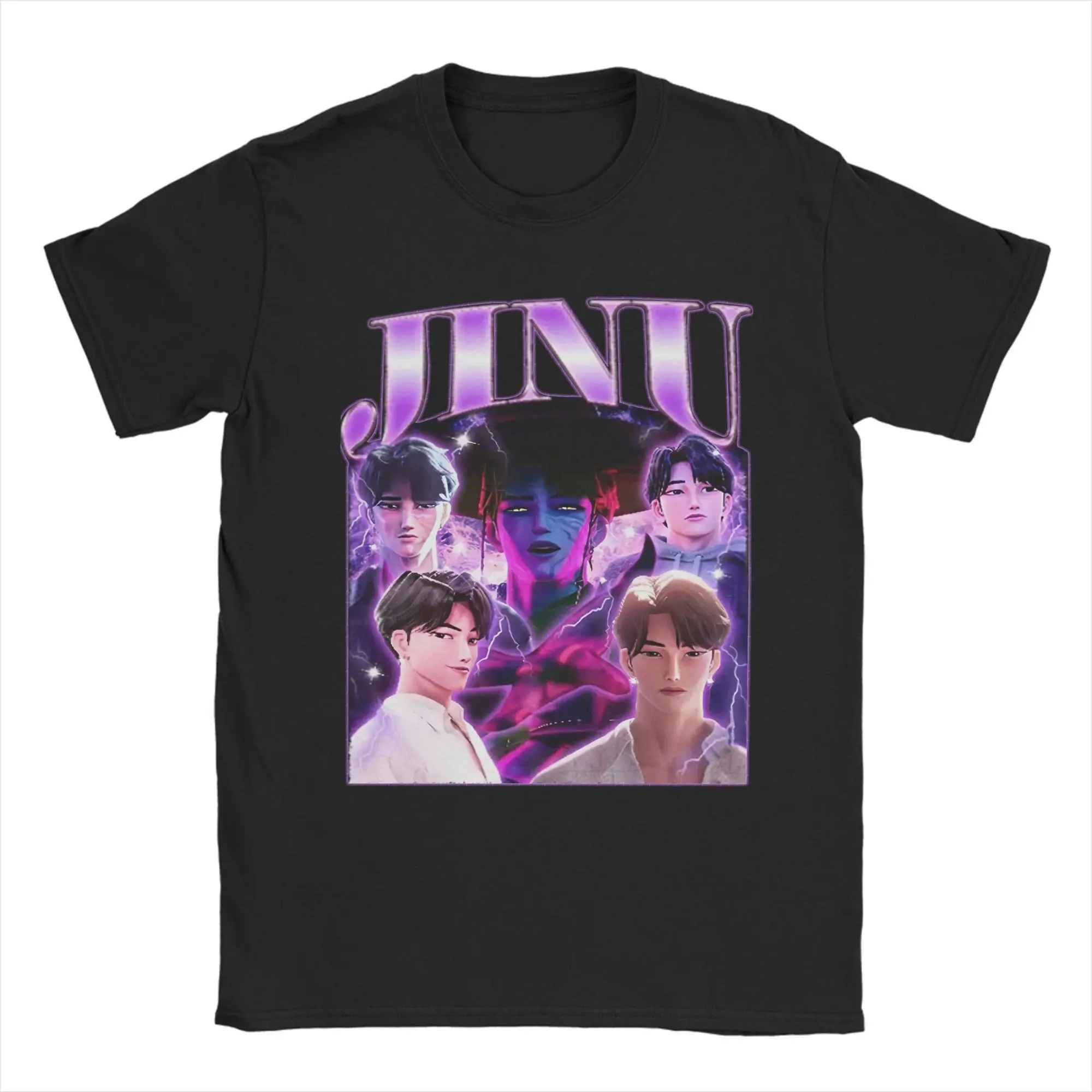 

Jinu KPOP Demon Hunters футболка мужская Huntrix Y2K базовые футболки из 100% хлопка пляжные модные футболки с круглым вырезом дешевая одежда больших размеров
