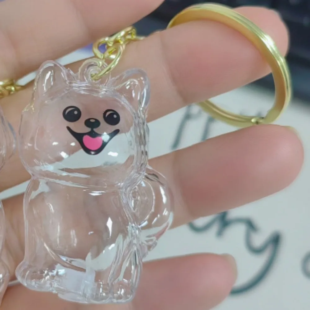 Dog Shape Dog Hair Storage Box Hair Grooming DIY Handmade Pet Hair Keychain Keyring Acrylic Puppy Pendants Jewelry Gift
