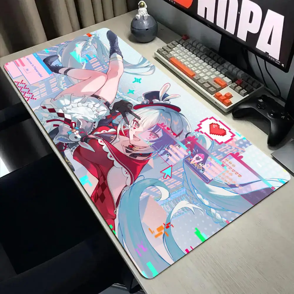 Large Waifu 90x40cm Space Fantasy Girl Extra Large Thick Mouse Pad Non Slip Rubber Base Stitched Edge Desk Mat For PC Laptop